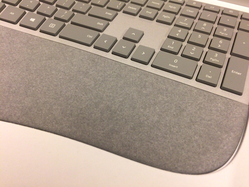 Surface Ergonomic Keyboardのパームレスト部の写真
