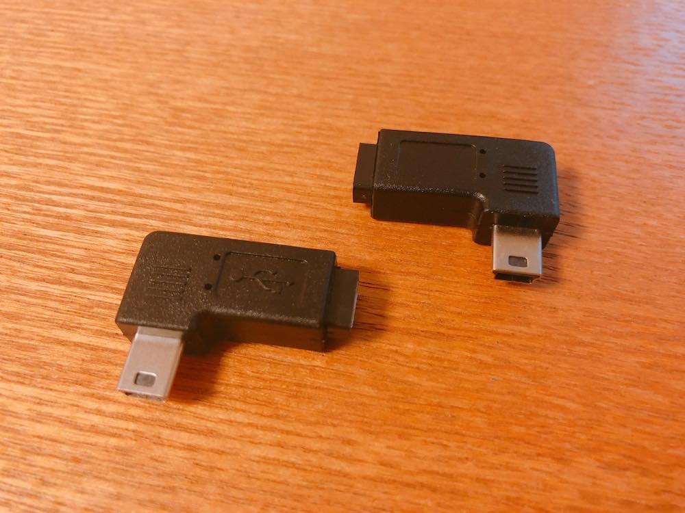 UCEC USB2.0変換アダプ 左右L型Mini(オス) → Micro USB(メス) ブラック